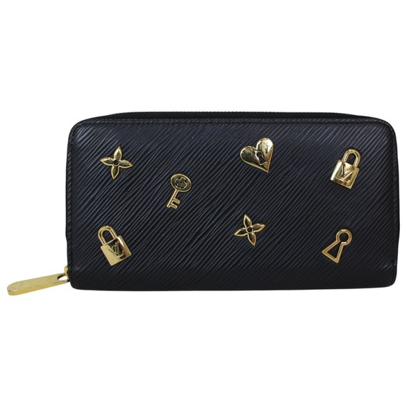 Louis Vuitton Epi Wallet Noir Lock Black long Love zip Zippy Leather - Picture 1 of 9